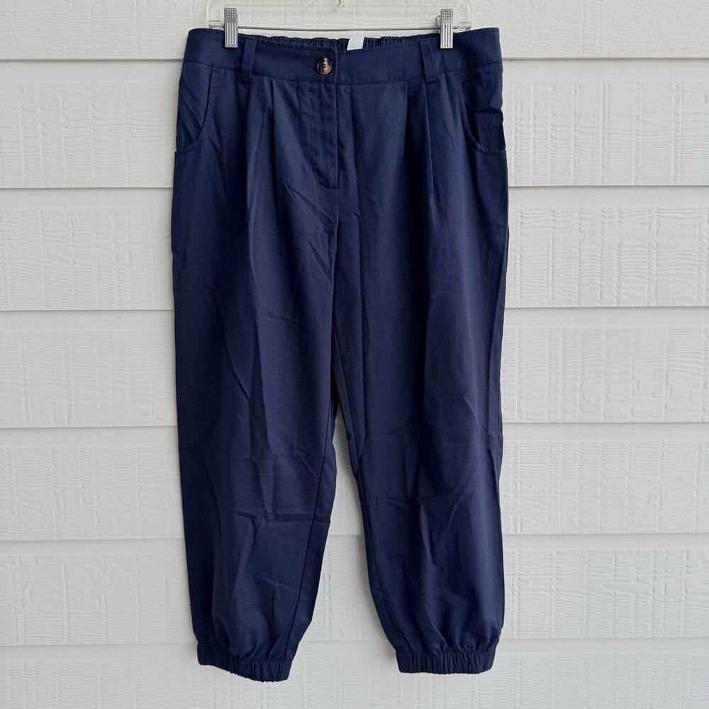 Halara NWT Navy Pleated Cotton Jogger Pants Large